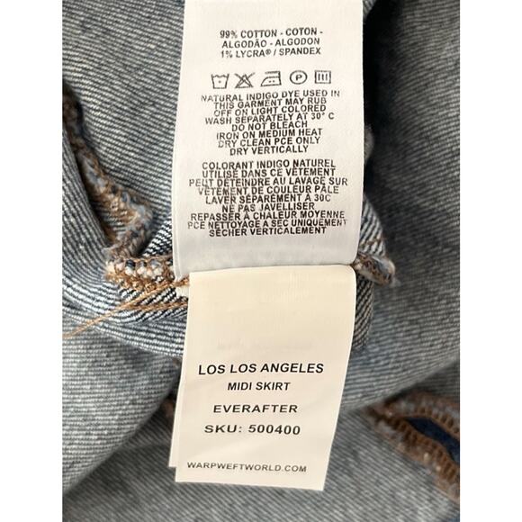 Warf And Weft LOS Denim Skirt 4/27 Blue High Rise A Line Midi 70s Retro Flare - Picture 9 of 12